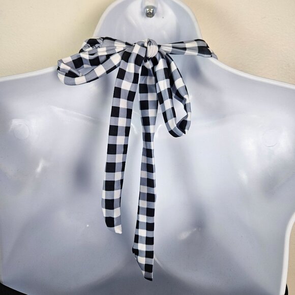 Womens Black & White Gingham Halter One-Piece Swimsuit Tummy Control Size Large - Picture 7 of 9